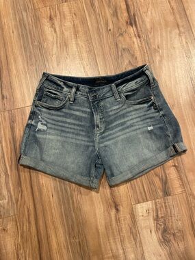 Silver Jeans Washed Blue Rolled Hem Denim Shorts